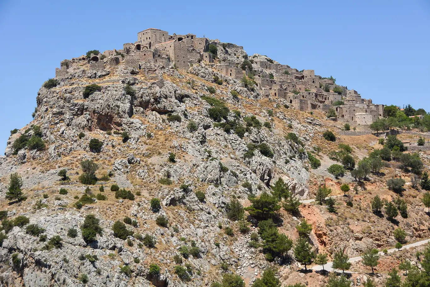 The abandoned cliff village of Anavatos, Chios
